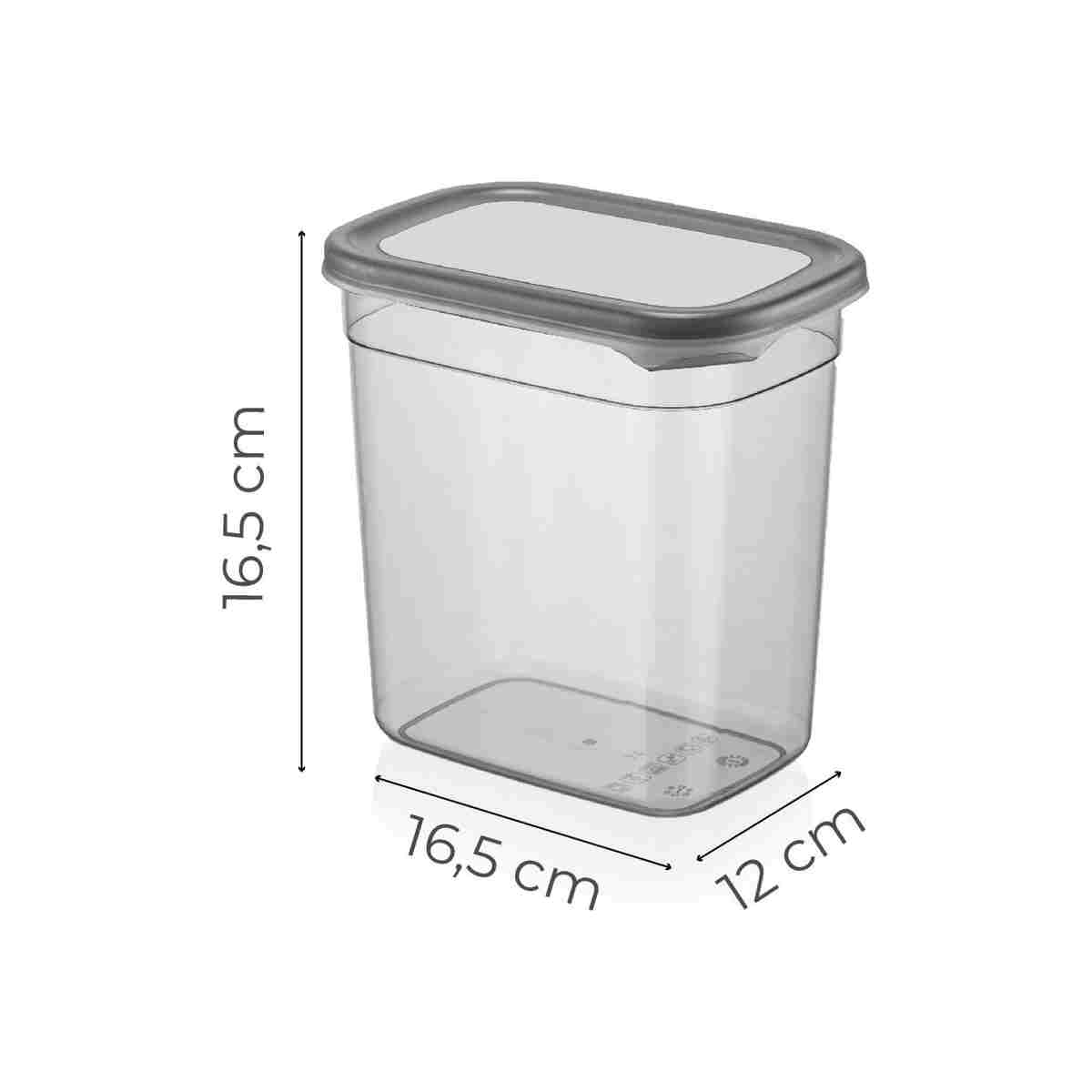 Vienev Beyaz Serigrafi Etiketli 6'lı Set Maxi Boy Peggy Uzun Dikdörtgen Saklama Kabı 2 Litre Antrasit - Görsel 8