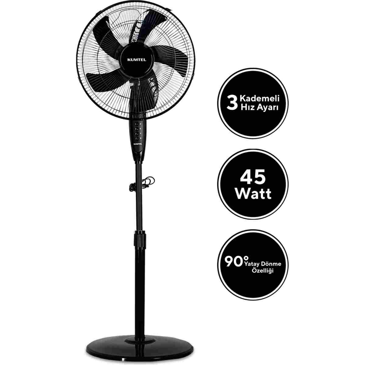 KUMTEL Ktf-330 Siyah Vantilatör 16'' (5P) - Görsel 2