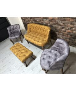 Alternative view of ElizzanMobilya Sarı ve Gri Çay Seti Berjer Koltuk Takımı 2+1+1 Koltuk Bench Bank