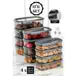 Meleni Home 12'li Set Dikdörtgen Smart Sweet Saklama Kabı Seti Düzenleyici - Platin Serisi