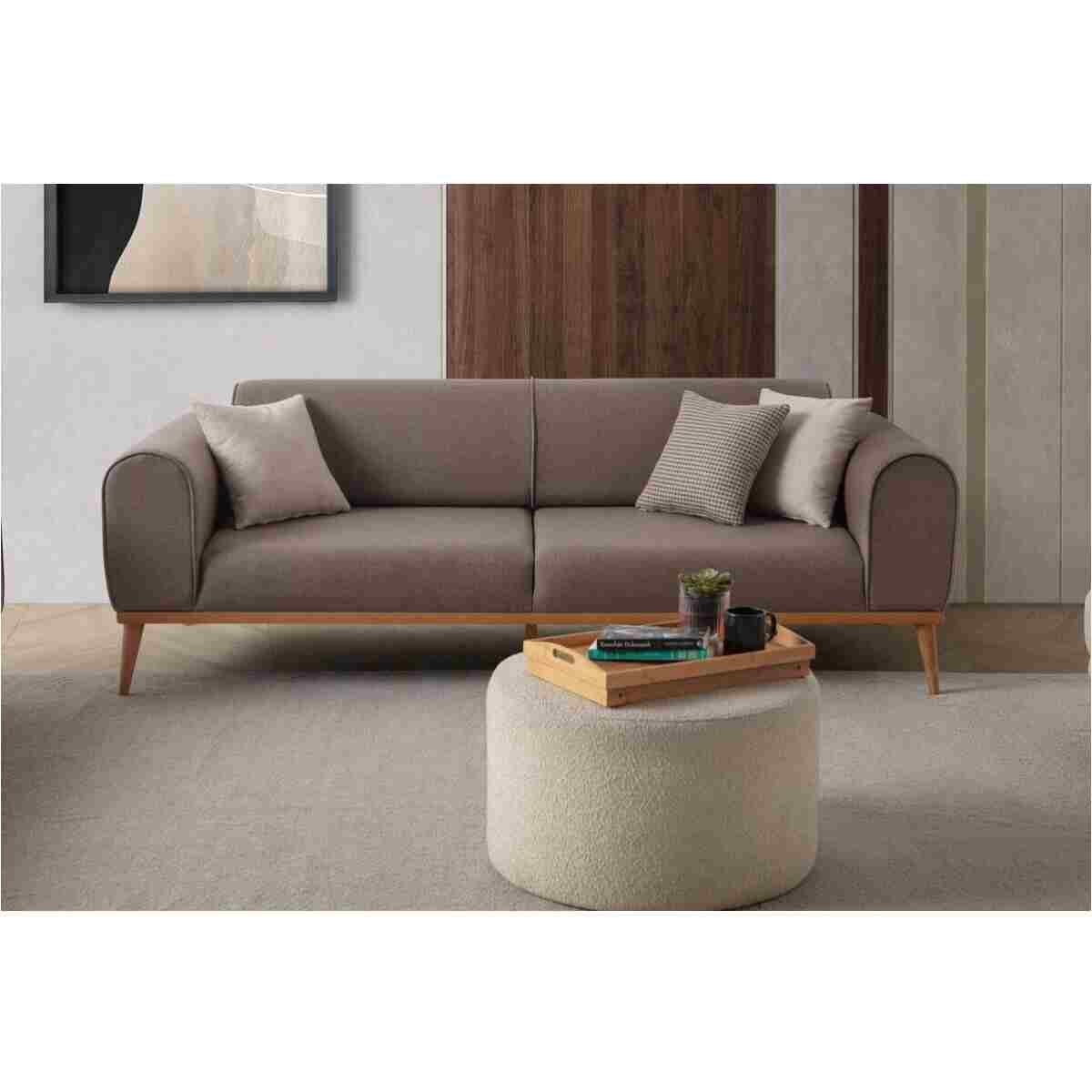 EDSY HOME Rebull 3+3+1 Koltuk Takımı Kahverengi + Sütlü Kahve - Görsel 6
