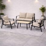 MB GARDEN FURNITURE DREAM Balkon, Bahçe Takımı, Cafe, Metal Kanepe, Koltuk Takımı, Bahçe Mobilyası, 2+1+1 sehpalı