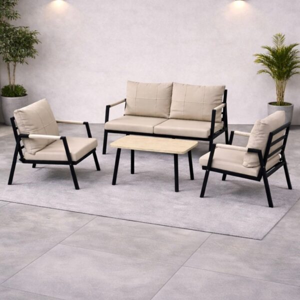 MB GARDEN FURNITURE DREAM Balkon, Bahçe Takımı, Cafe, Metal Kanepe, Koltuk Takımı, Bahçe Mobilyası, 2+1+1 sehpalı