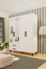 Metalia GM 070-B NOVADO SİYAH KULPLU AYAKLI AYNALI GARDIROP - Görsel 7