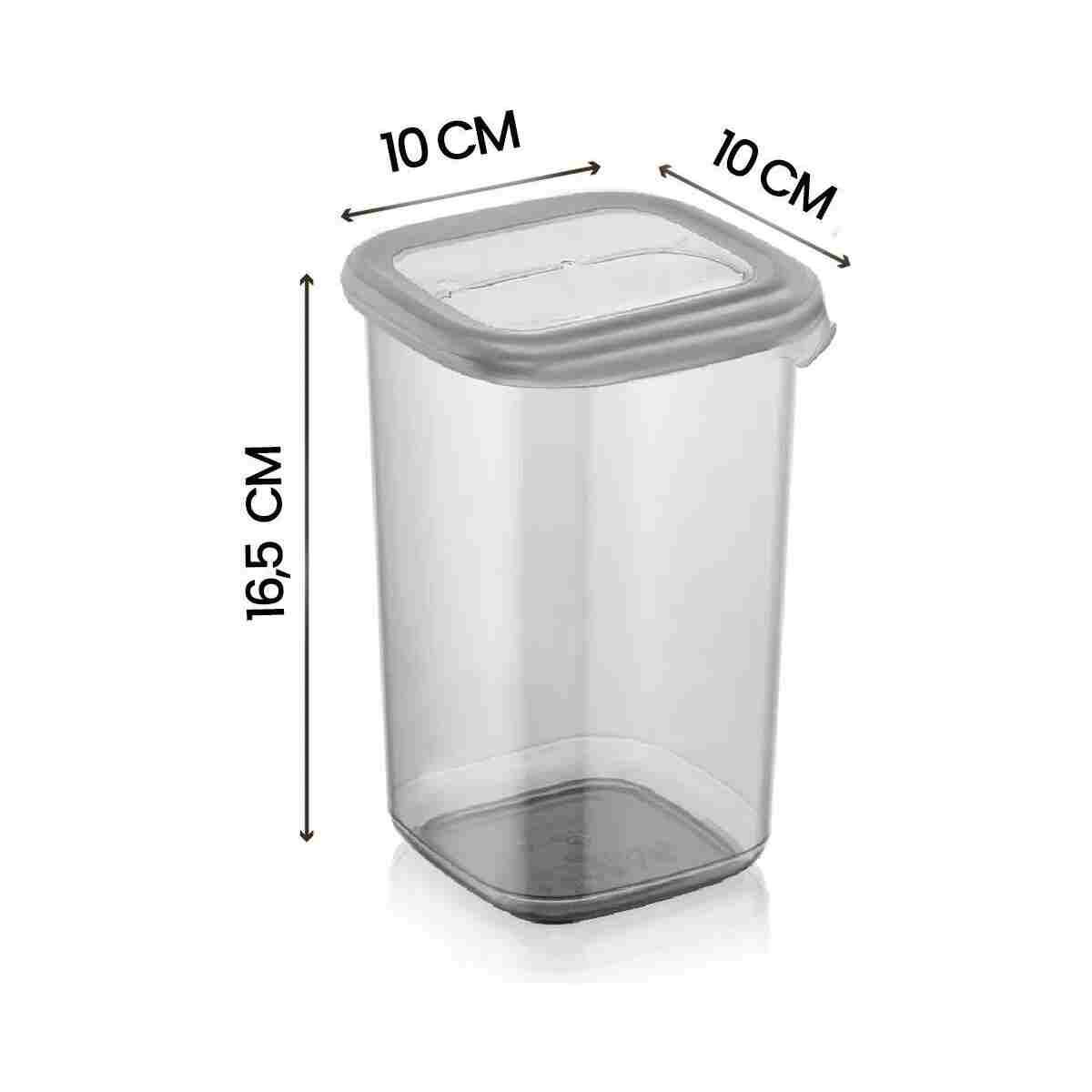 Kitchen Life 6'lı Etiketli Square Kare Erzak Saklama Kabı Seti 1200 ml - Sert Kapaklı Düzenleyici Kavanoz - Görsel 2