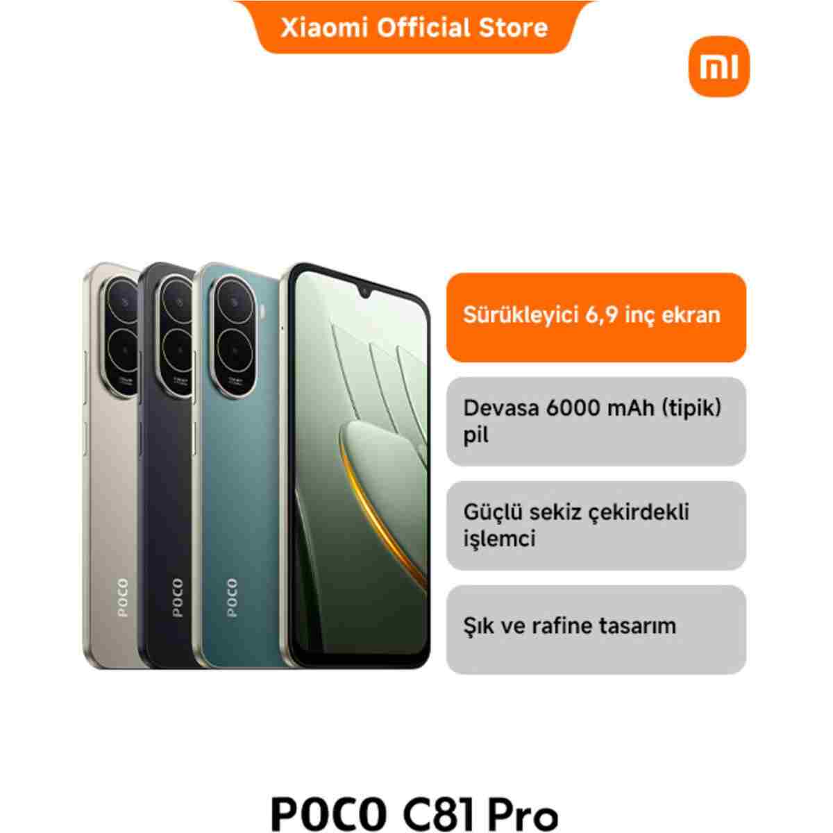 POCO C81 Pro 4GB+128GB Altın (Xiaomi Türkiye Garantili) - Görsel 3