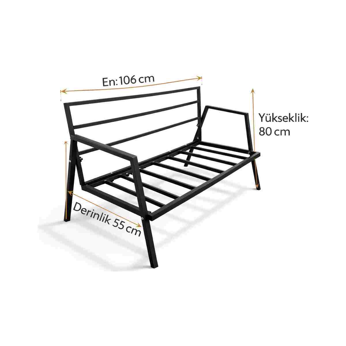 MB GARDEN FURNITURE DREAM Balkon, Bahçe Takımı, Cafe, Metal Kanepe, Koltuk Takımı, Bahçe Mobilyası, 2+1+1 sehpalı - Görsel 5