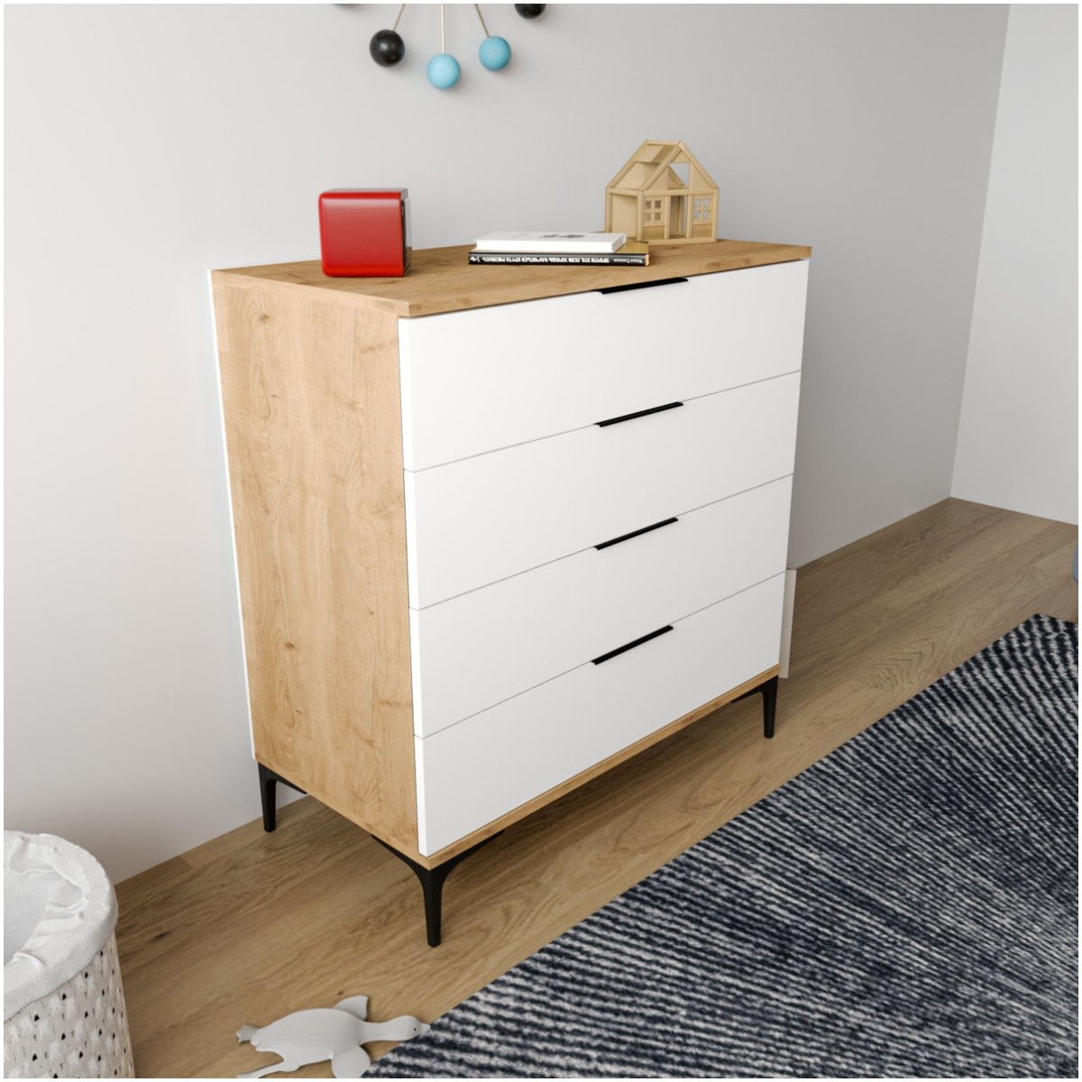 ALONEX HOME ADEN 4 ÇEKMECELİ BEYAZ ŞİFONYER - Görsel 2