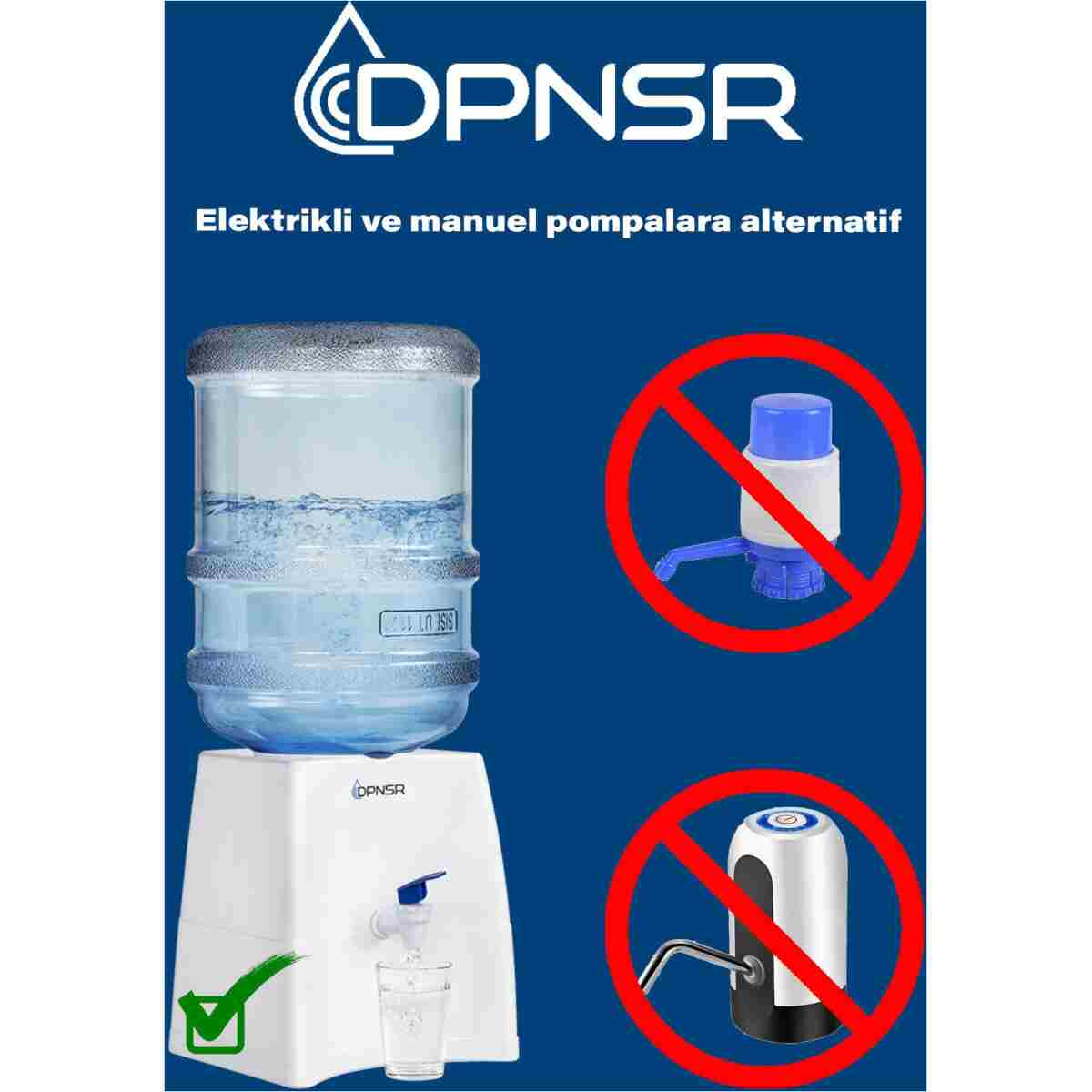 DPNSR Su Sebili | Standlı Damacana | Şarjlı ve Manuel Pompalara Alternatif,19L uyumlu - Görsel 9