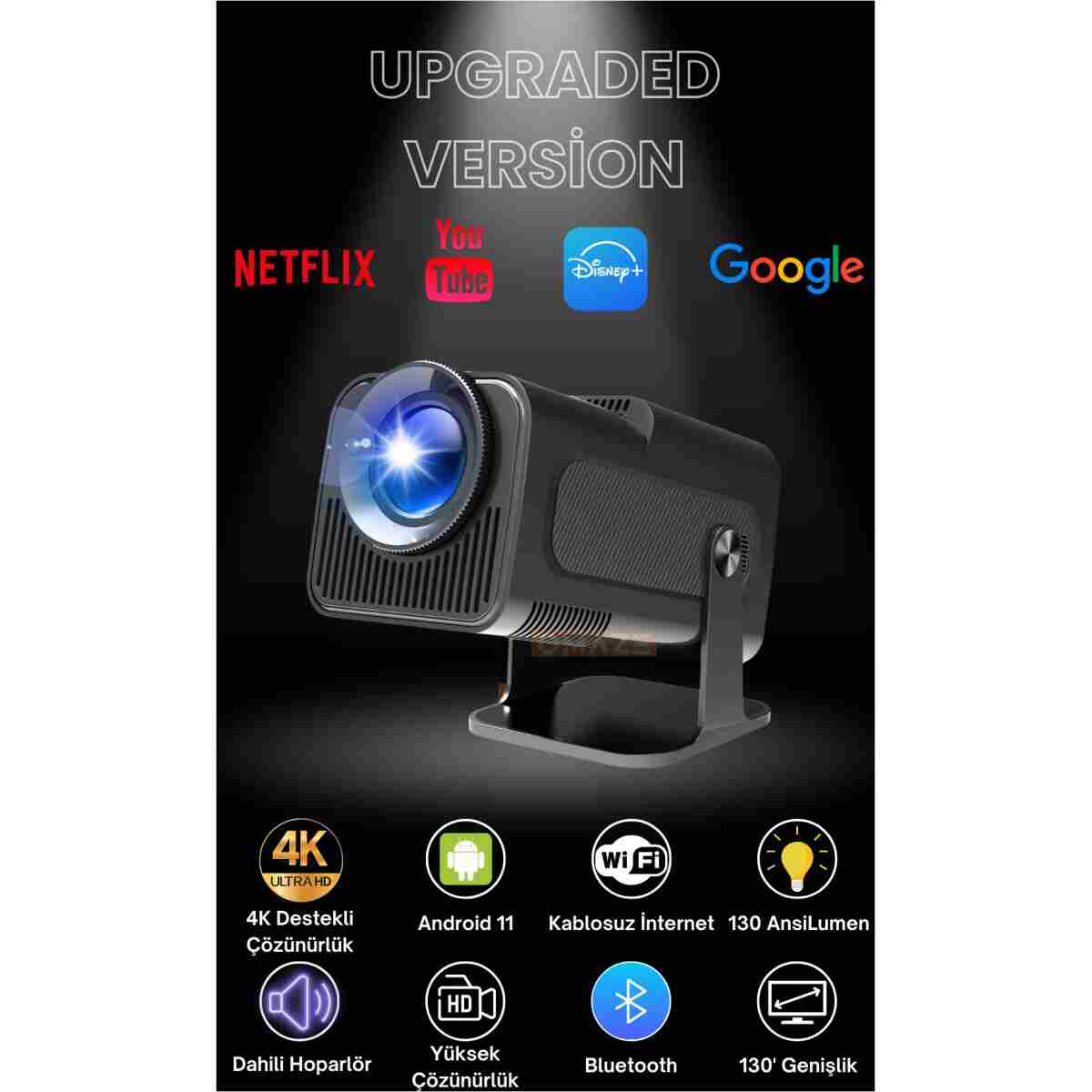 Omaze Taşınabilir Android Sinema Projeksiyon Wifi Destekli En Güncel Sürüm Akıllı Projektör Beyaz 720p - Görsel 10