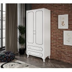 KZNMOB HOME Stil 2 Kapaklı 2 Çekmeceli Modern Gardırop, Elbise Dolabı - Tamamı 1. Kalite Mdf