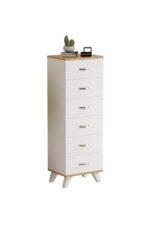 AEKA AE-3038 Belinda 6 Çekmeceli Beyaz Çam Şifonyer Komodin 132*45*36 cm - Görsel 6