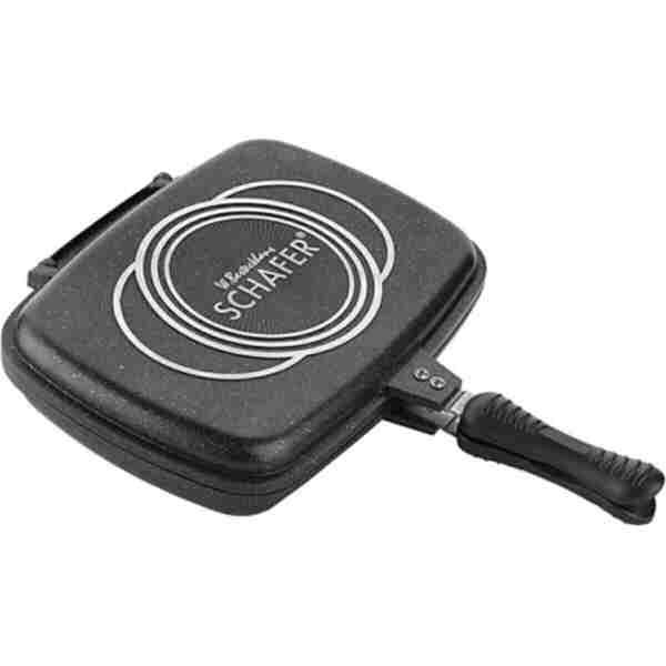 Schafer Double Grill Pan 34 Cm Çift Taraflı Tava - Ayrılabilen Ikiz Balık Tavası Buharda Tavuk