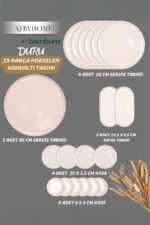 Atbyhome by Bambum Duru 19 Parça Porselen Kahvaltı Takımı Kahvaltı Seti Kahvaltılık- Sunum Seti - Görsel 8