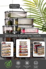 Meleni Home 12'li Set Dikdörtgen Smart Sweet Saklama Kabı Seti Düzenleyici - Platin Serisi - Görsel 3