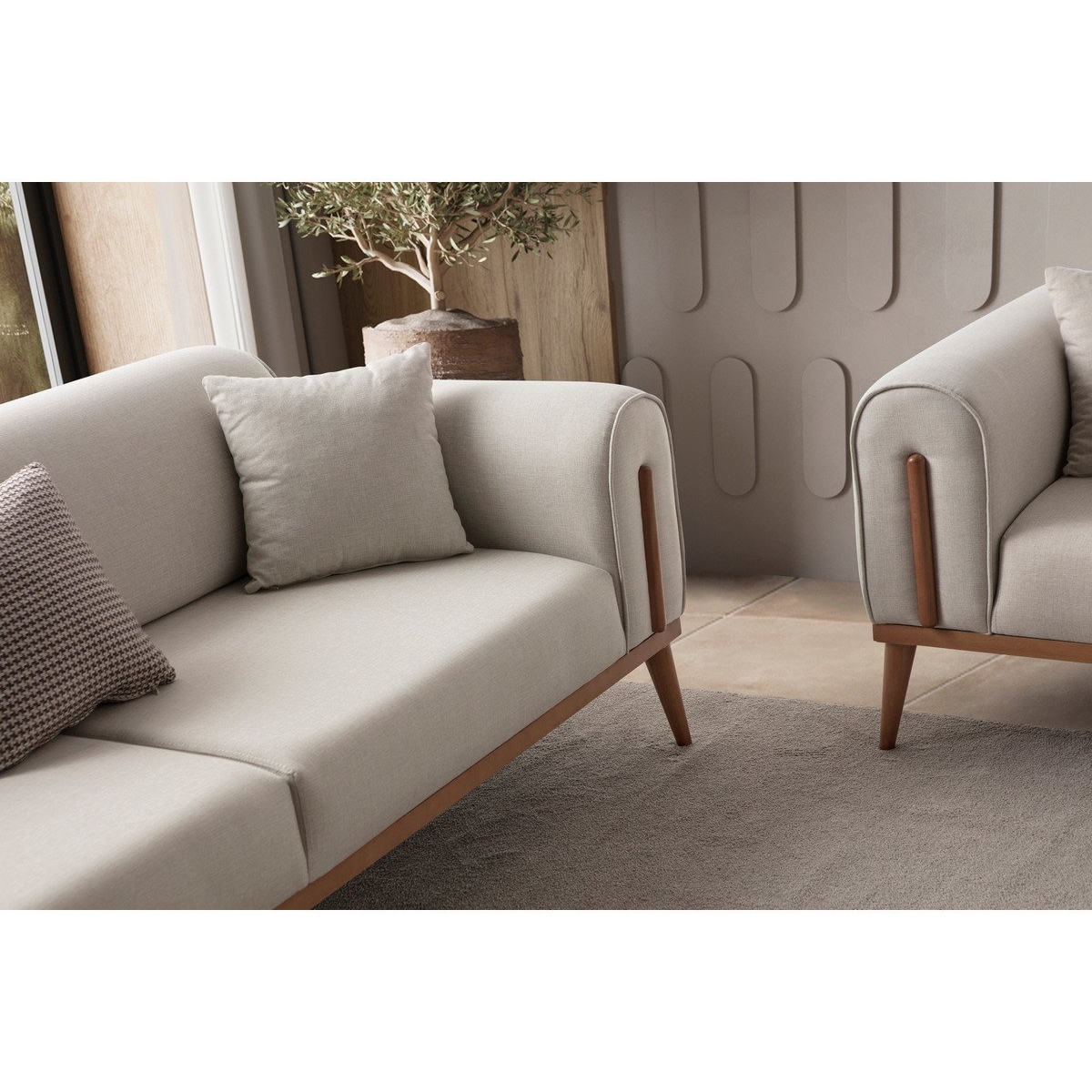 EDSY HOME Riva 3+3 Koltuk Takımı Krem - Görsel 8