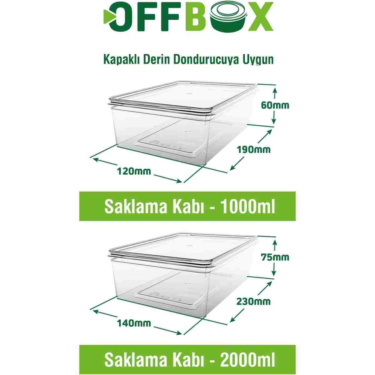 OFFBOX 20 Li Set Kendinden Kapaklı Difriz Buzluk Saklama Kabı Düzenleyici 1 Lt. Ve 2 Lt. - Görsel 5