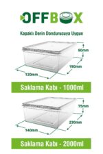 OFFBOX 20 Li Set Kendinden Kapaklı Difriz Buzluk Saklama Kabı Düzenleyici 1 Lt. Ve 2 Lt. - Görsel 5