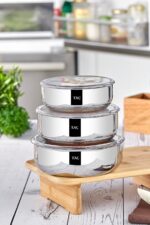 Taç TrioBox Çelik Saklama Kabı Seti (16-18-20 Cm) 6 Parça