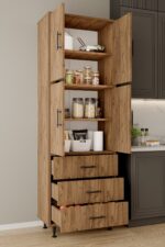 AEKA AE-3020 Irmak Beyaz 4 Kapaklı Çok Amaçlı Dolap 3 Çekmeceli Raflı Mutfak Kiler Banyo 195x63x35 Çok Amaçlı Dolap - Görsel 7