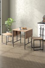 Retodesign RETODESİGN YILDIZ KATLANIR MUTFAK MASASI 2 SANDALYELİ TAKIM 1626 - Görsel 7