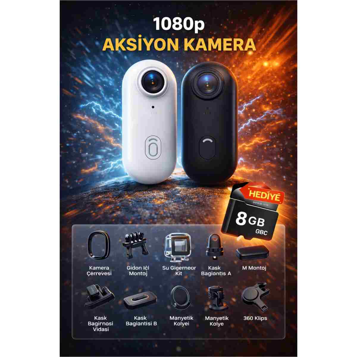 TEKNOKUTUM Full HD 1080P Göğüs Kamerası Motosiklet Bisiklet ve Scooter Kullananlar İçin-8GB SD Kart Hediyeli - Görsel 4