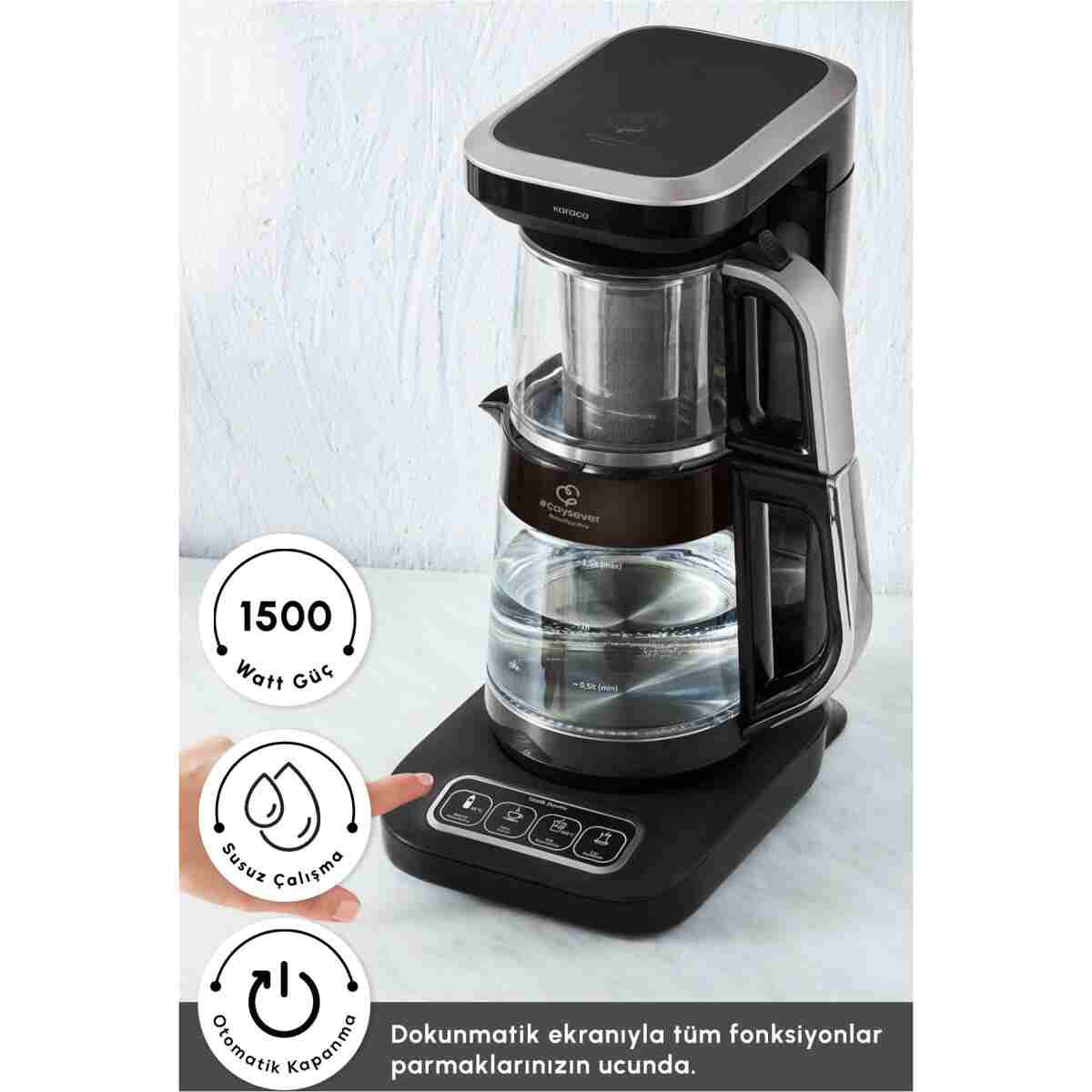 Karaca Çaysever Robotea Pro Connect 4 in 1 Konuşan Cam Çay Makinesi Silver - Görsel 5