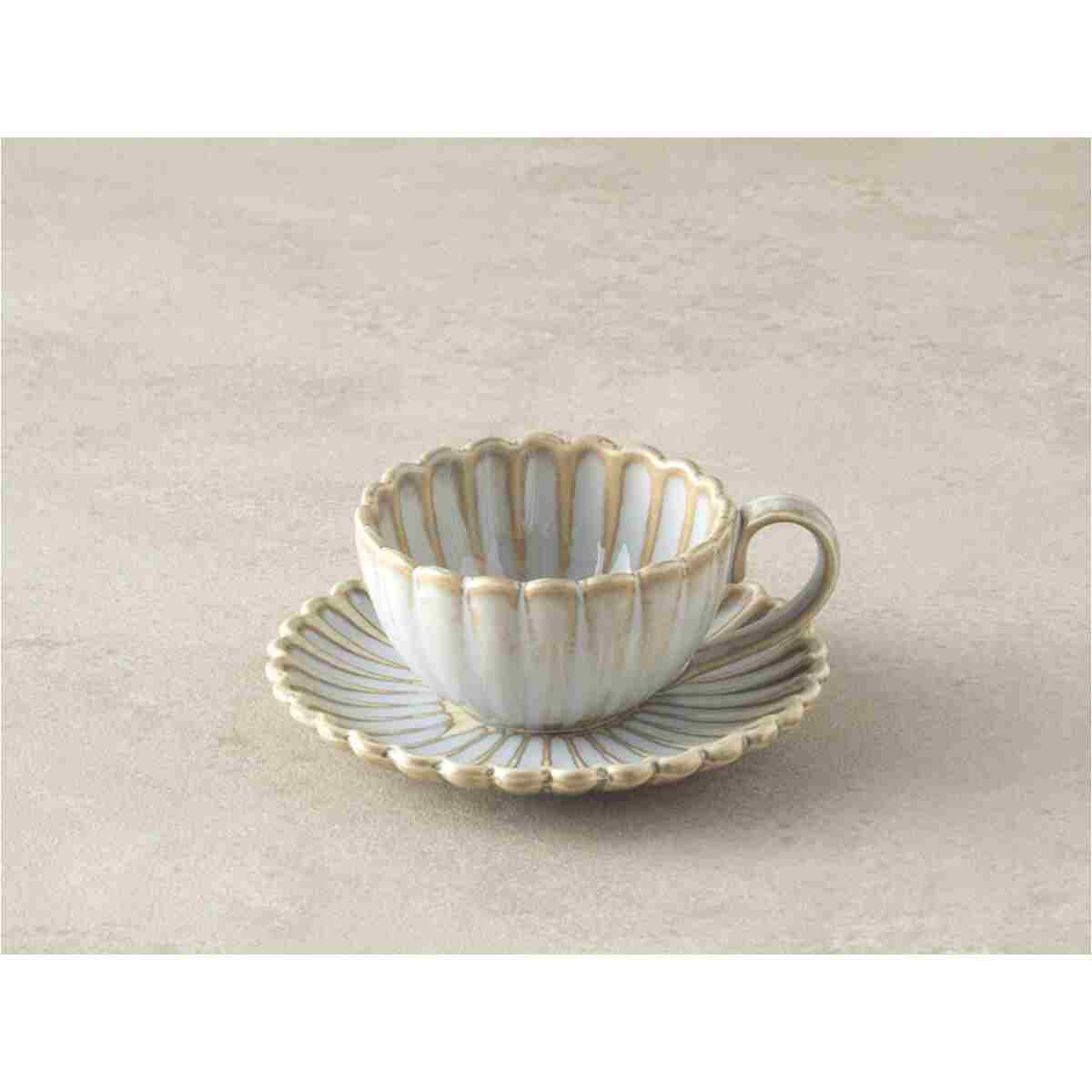 English Home Fiore New Bone China 4 Parça 2 Kişilik Kahve Fincan Takımı Gri - Görsel 5