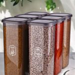 Kitchen Life 6'lı Jumbo Boy Etiketli Square Kare Erzak Saklama Kabı Seti 1750 ml -sert Kapak Düzenleyici Kavanoz