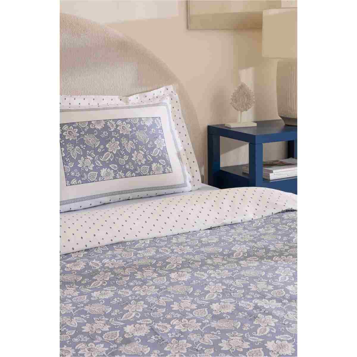 Karaca Home Celerina %100 Pamuk Çift Kişilik Lastikli Çarşaflı Nevresim Takımı Mavi - Görsel 15