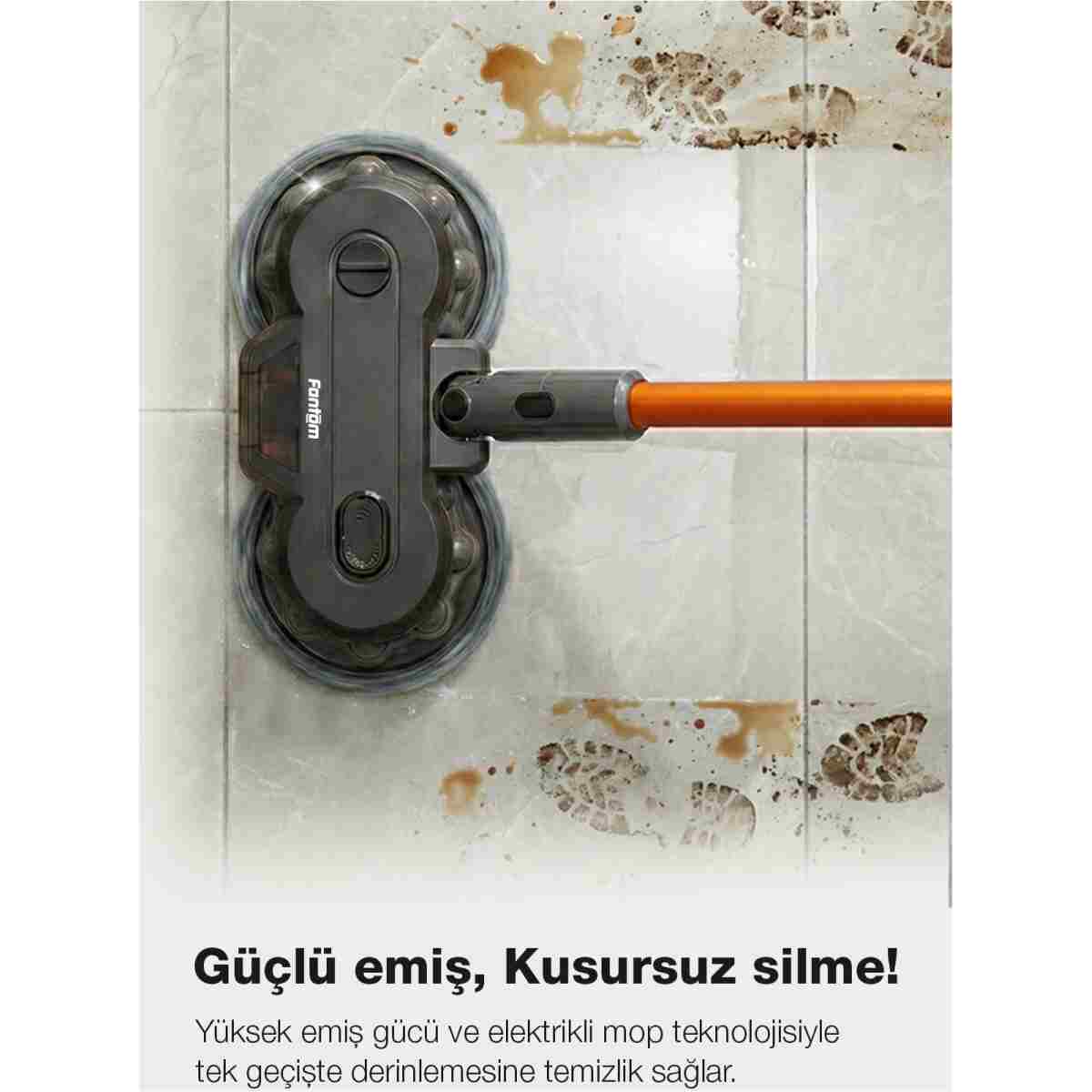 Fantom Pluto P 6100 Plus Cyclone Elektrikli Moplu Dikey Süpürge Antrasit - Görsel 6