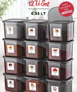 Nandy Home Etiketli 12 Adet 500 ml Ekonomik Kırılmaz Antrasit Saklama Kabı