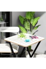 eportatif Bistro Takım Minderli Bahçe Masa Sandalye Beyaz - Görsel 2