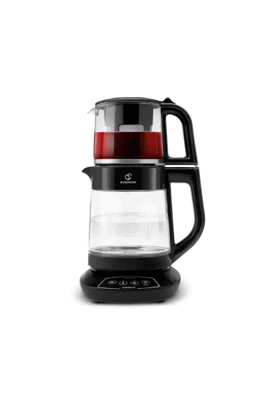 Karaca Çaysever 3 in 1 Konuşan Cam Çay Makinesi Su Isıtıcı ve Mama Suyu Hazırlama 1700W Black
