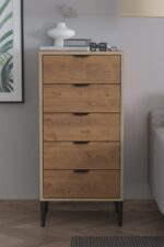 SARMOBİ Arden 5 Çekmeceli Şifonyer/Çamaşırlık 50x105x40 cm Beyaz – Modern Tasarım - Görsel 9
