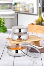 Taç TrioBox Çelik Saklama Kabı Seti (16-18-20 Cm) 6 Parça - Görsel 2