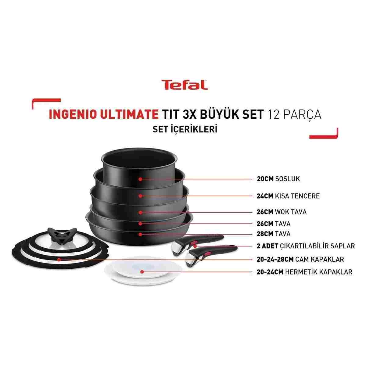 TEFAL Ingenio Ultimate Titanyum 3x Büyük Set 12 Parça - Görsel 8
