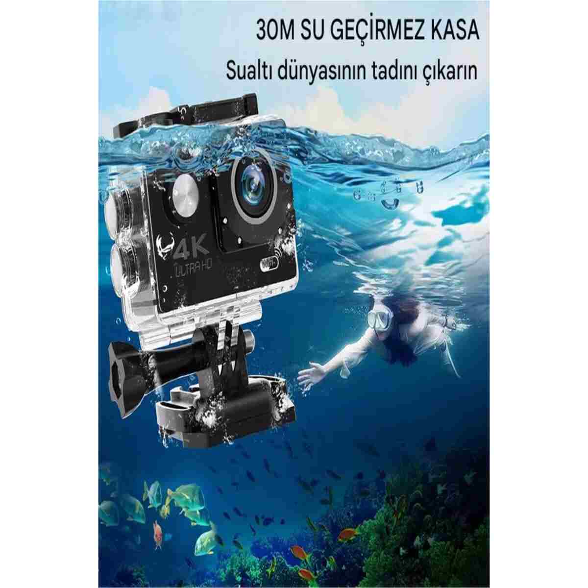 ULTRATEKNO Kask Kamerası 170 Derece 16 Mp 4k Ultra Hd Wifi Aksiyon Kamerası Kumandalı Kamera - Görsel 3