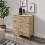KZNMOB HOME Gardenya 3 Çekmeceli Meşe Şifonyer - Tamamı 1. Kalite Mdf