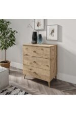 KZNMOB HOME Gardenya 3 Çekmeceli Meşe Şifonyer - Tamamı 1. Kalite Mdf