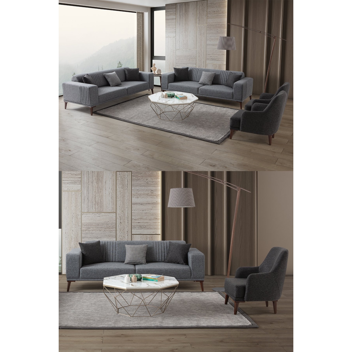 EDSY HOME Regnar 3+3+1+1 Koltuk Takımı Kahverengi - Sütlü Kahve - Görsel 9