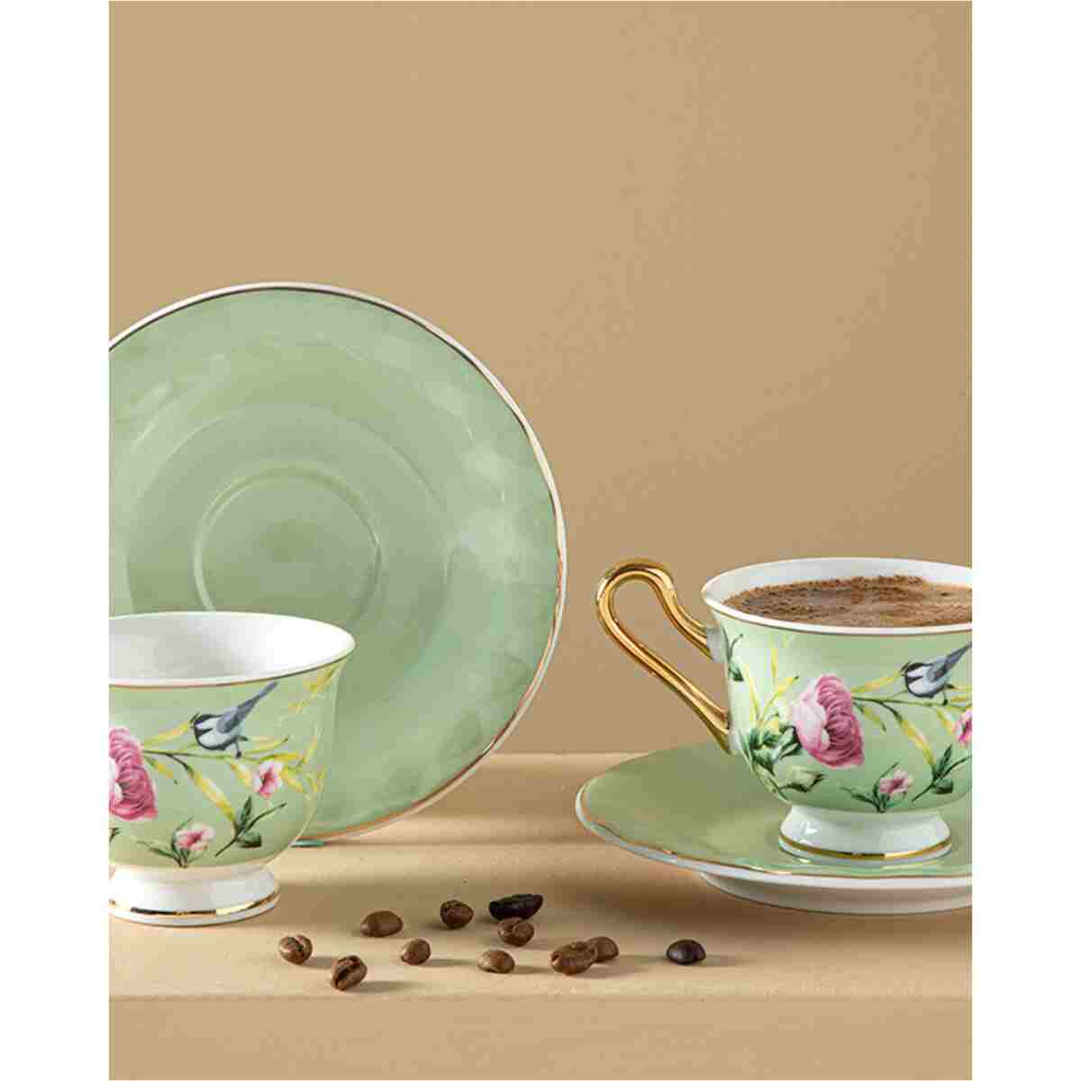 English Home Vanilla New Bone China Kahve Fincan Takımı 4 Parça 2 Kişilik Açık Gri - Görsel 5