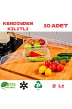 SUPERPUP 10 Adet Saklama Kabı Gıda Kahve Yemek Kapaklı Kilitli Dondurcuya Uygun 2. Litre (23X14X8 CM) - Görsel 10