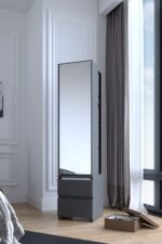AYMOBSAN Armony 3 Raflı, Aynalı, Çekmeceli, Otuma Alanlı, Takı Ve Aksesuar Dolabı, Çok Amaçlı Dolap, Beyaz - Görsel 8