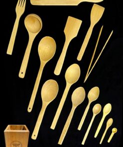 Alternative view of Kitchen Mania 15 Parça Yağlı Kayın Ahşap Kaşık Tahta Spatula Servis Kepçe Ağaç Çatal Maşa Seti