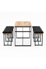 eportatif Masa Takımı Minderli Bench Bank Masa Seti 120x60 Masa Mutfak Masası Yemek Masası Çam 1554 - Görsel 4
