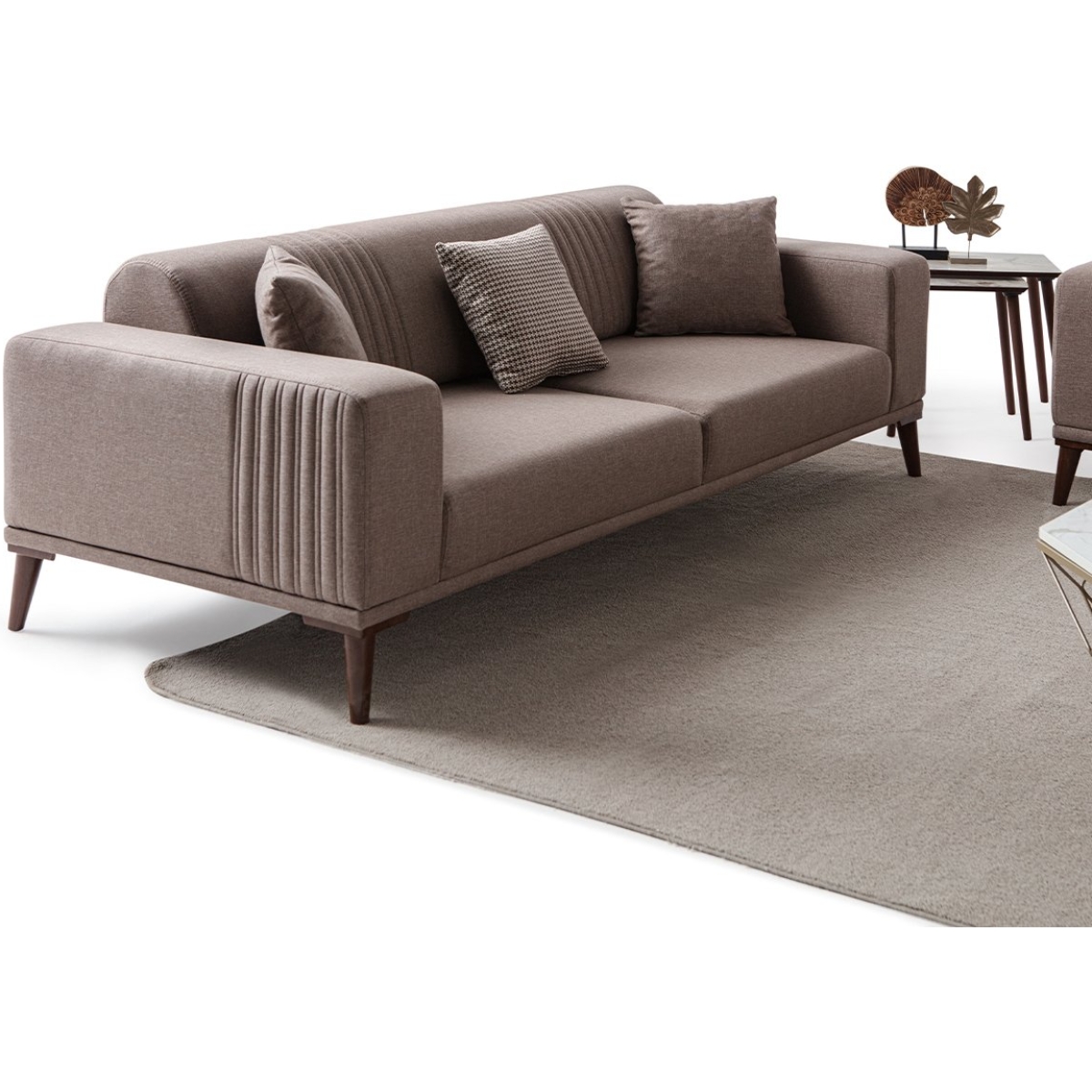 EDSY HOME Regnar 3+3+1 Koltuk Takımı Kahverengi - Görsel 3