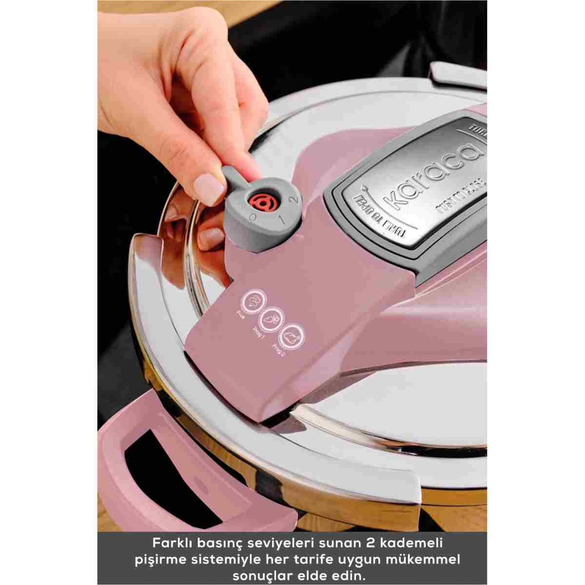 Karaca Perfect Pink Indüksiyon Tabanlı Düdüklü Tencere Seti 4 6 Lt - Görsel 7