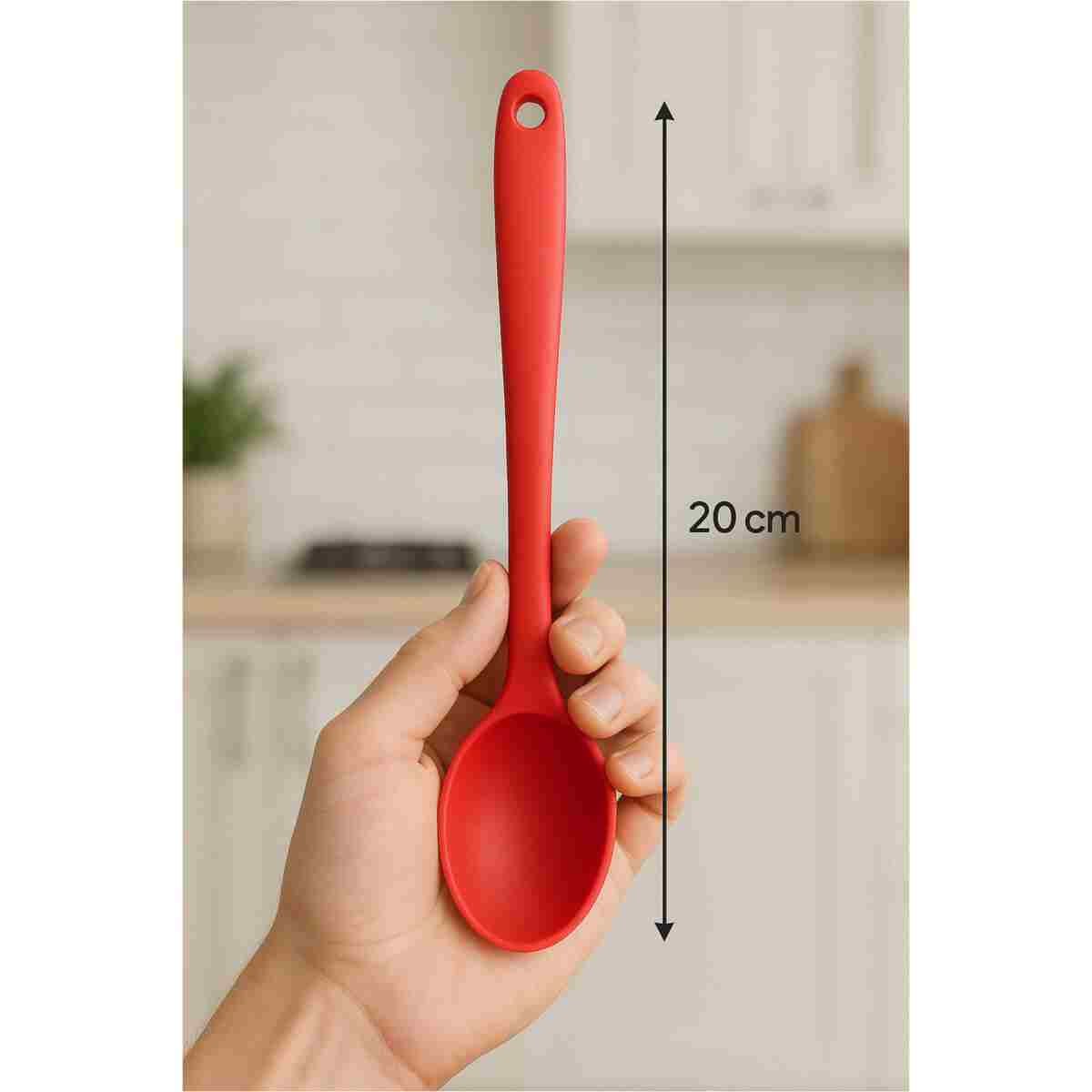 BRE HOME Boyuna bak 3’lü Silikon Servis Kaşığı Seti | 20 Cm | Ultra Sert Uçlu | Yanmaz – Yapışmaz - Görsel 3