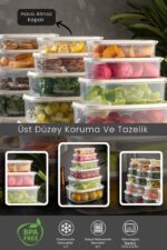 Meleni Home Plastik 12'li Dikdörtgen Sweet Saklama Kabı Seti - Şeffaf Beyaz 7-12 628ESERI - Görsel 3